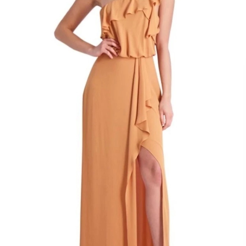 BCBGMaxAzria One Shoulder Gown NWT $298 size 0 Sandstone